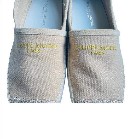 Philippe Mode Paris Canvas Womens Sz 37 US 7 Nude Loafers - Picture 3 of 8